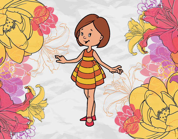 Desenho Menina com vestido curto pintado por Craudia