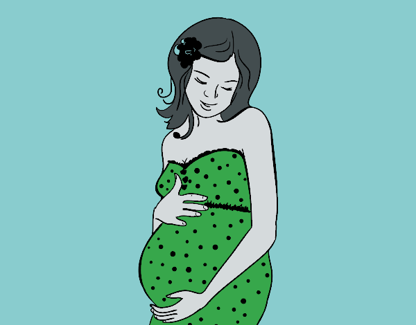 Desenho Mulher gravida feliz pintado por ceciliaz