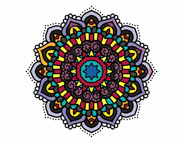 Desenho Mandala estrela decorada pintado por teia72