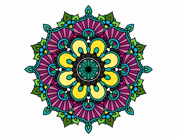 Desenho Mandala flash floral pintado por teia72