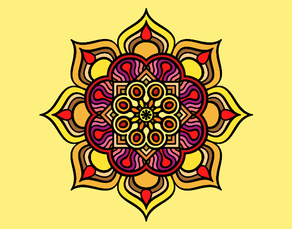 Desenho Mandala flor de fogo pintado por leinha