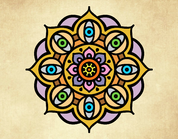 Desenho Mandala olhos pintado por leinha