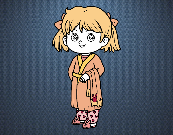 Desenho Menina com pijama pintado por isalu