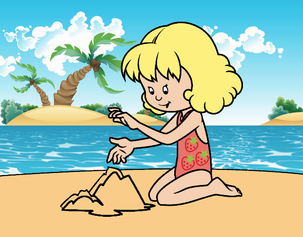 Desenho Menina que faz um castelo na areia pintado por Juliaespin