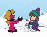 Desenho Meninas que jogam com neve pintado por Juliaespin