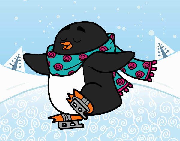 Desenho Pinguim de patinagem no gelo pintado por Juliaespin