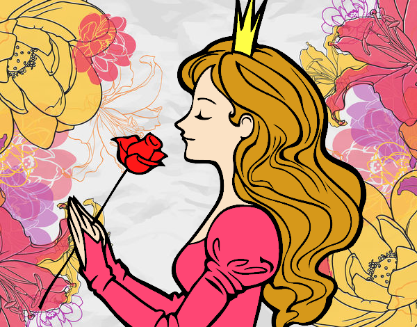 Desenho Princesa e rosa pintado por cecilia318