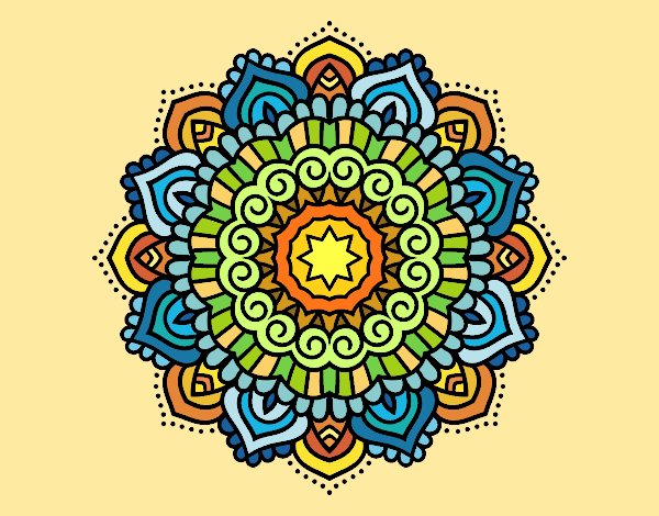 Desenho Mandala estrela decorada pintado por leinha