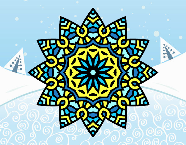Desenho Mandala estrela floral pintado por Craudia