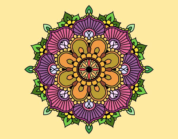 Desenho Mandala flash floral pintado por leinha