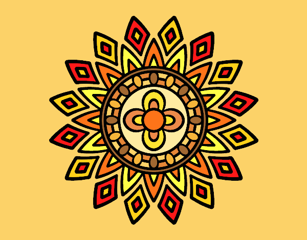 Desenho Mandala flashes pintado por leinha