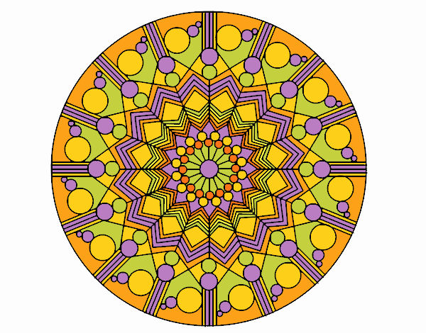 Desenho Mandala flor com círculos pintado por Craudia