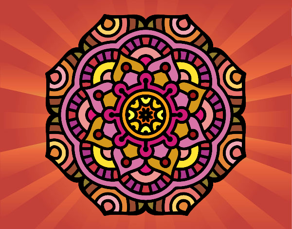 Desenho Mandala flor conceitual pintado por leinha