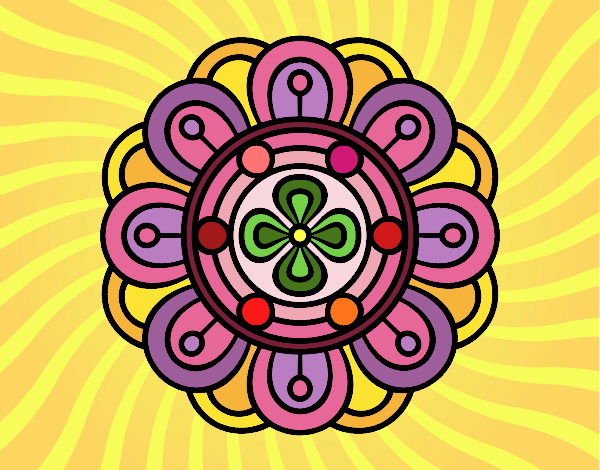 Desenho Mandala flor criativo pintado por leinha