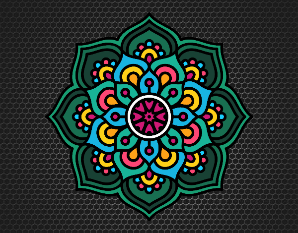Desenho Mandala flor de la concentração pintado por teia72