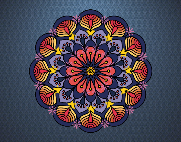 Desenho Mandala flor e folhas  pintado por ceciliaz