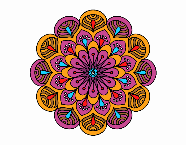 Desenho Mandala flor e folhas  pintado por teia72