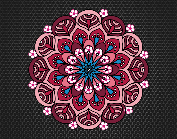 Desenho Mandala flor e folhas  pintado por teia72
