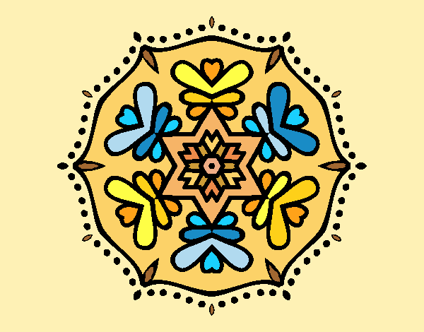Desenho Mandala simétrica pintado por leinha