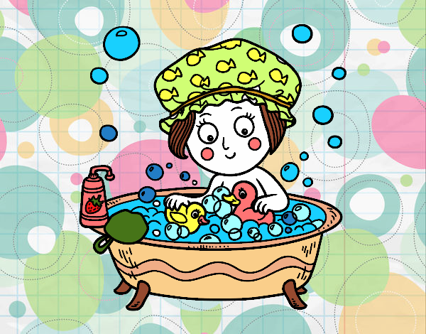 Desenho Menina toma um banho pintado por isalu