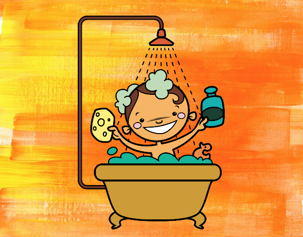 Desenho Menino no chuveiro pintado por isalu