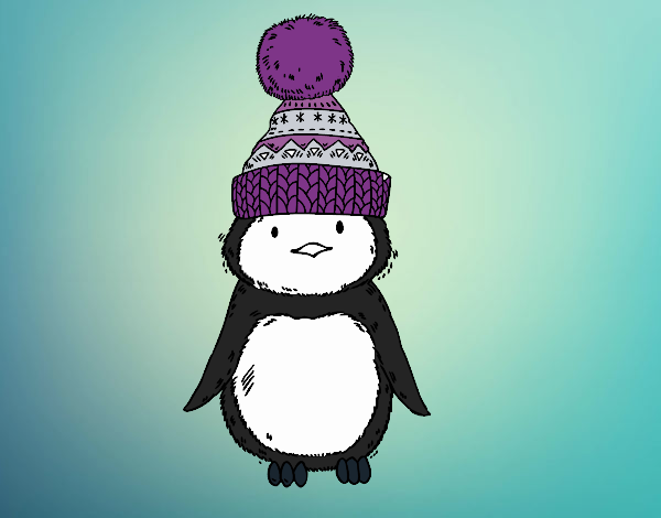 Desenho Pinguim com chapéu do inverno pintado por LuizaPictu