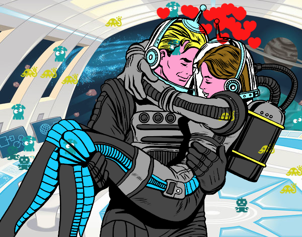 Desenho Astronautas apaixonados pintado por DEMATTEUZ