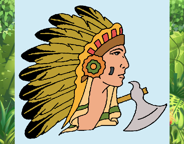 Desenho Índio com grandes plumas pintado por Craudia