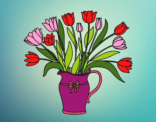 Desenho Jarro de tulipa pintado por Sillvana