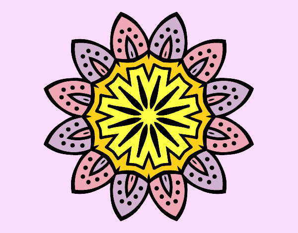 Desenho Mandala com pétalas pintado por leinha