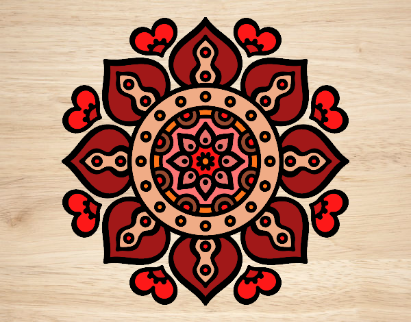 Desenho Mandala Corações árabes pintado por Sillvana