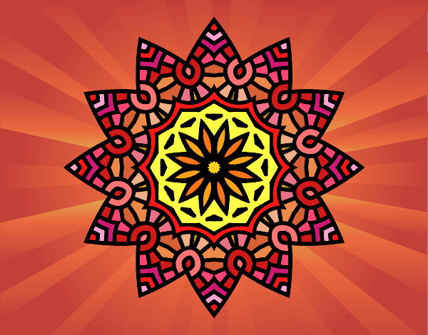 Desenho Mandala estrela floral pintado por leinha