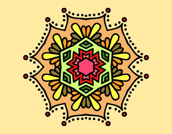 Desenho Mandala flor simétrico pintado por leinha