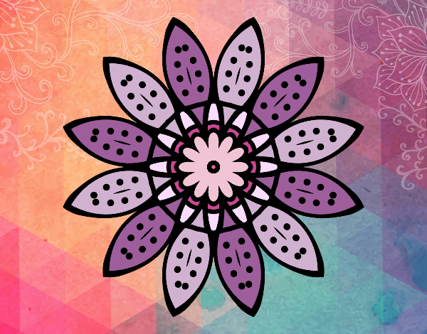 Desenho Mandala flores com pétalas pintado por leinha