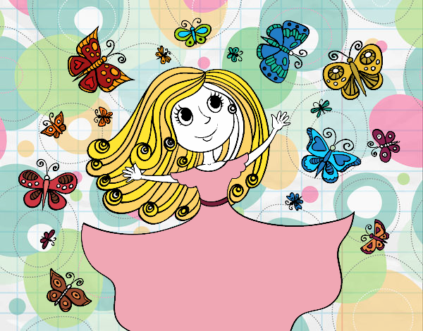 Desenho Princesa borboletas pintado por isalu
