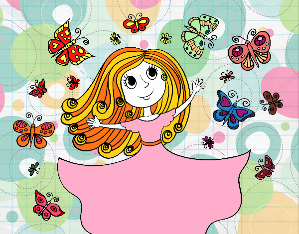 Desenho Princesa borboletas pintado por isalu