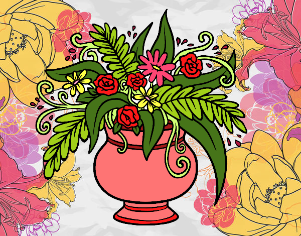 Desenho Um vaso com flores pintado por Humano