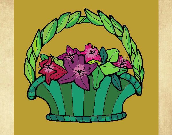 Desenho Cesta de flores 4 pintado por ceciliaz