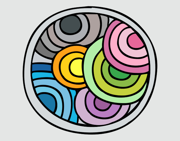 Desenho Mandala circular pintado por leinha