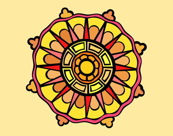 Desenho Mandala com sol raios pintado por leinha