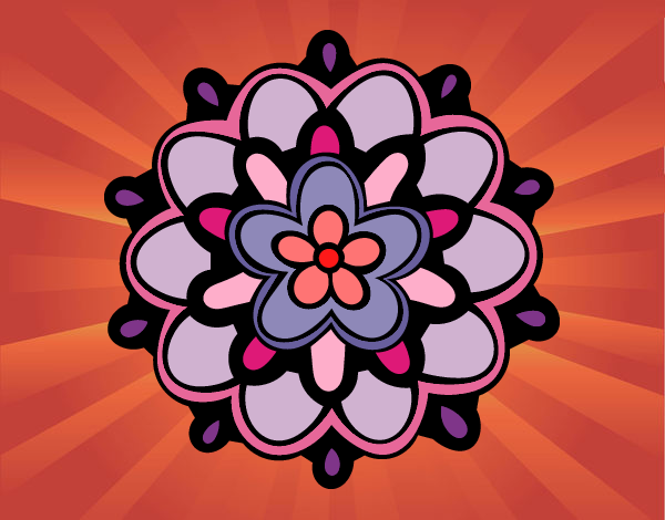 Desenho Mandala com uma flor pintado por leinha