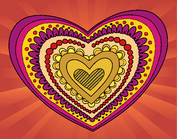 Desenho Mandala coração pintado por leinha