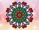 Desenho Mandala Corações árabes pintado por dandas