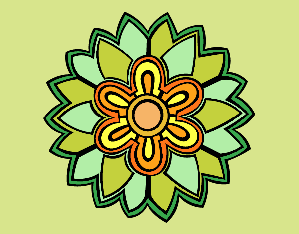 Desenho Mandala em forma flor weiss pintado por leinha