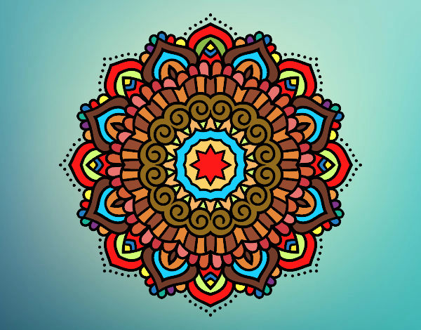 Desenho Mandala estrela decorada pintado por ceciliaz