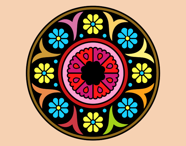Desenho Mandala flor pintado por leinha
