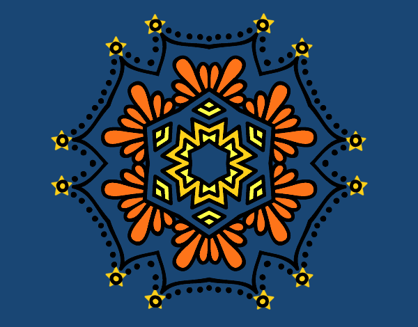 Desenho Mandala flor simétrico pintado por ceciliaz