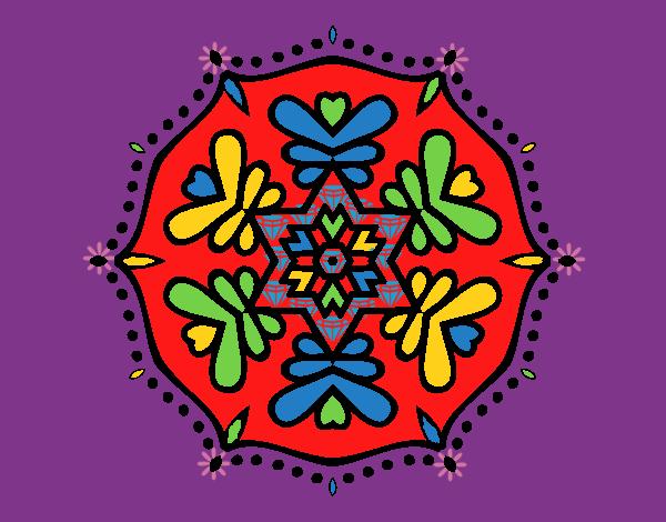 Desenho Mandala simétrica pintado por ceciliaz