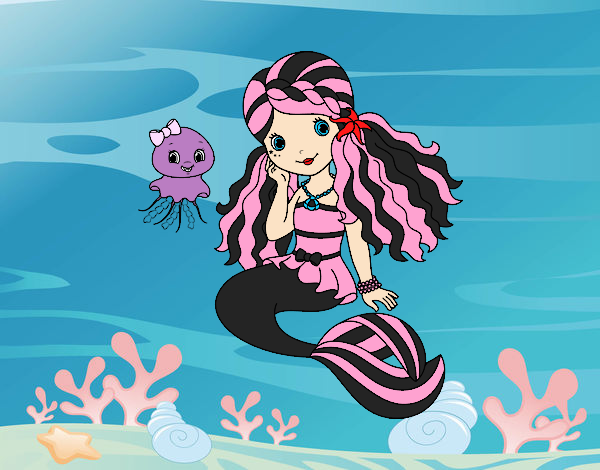 Desenho Sereia e medusa pintado por mira123