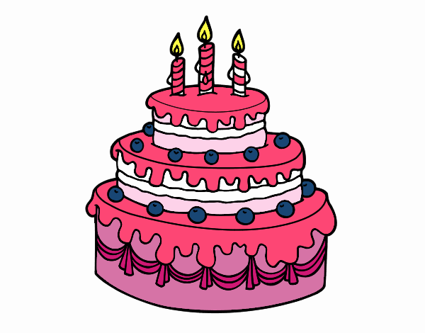 Desenho de bolo de tres partes pintado e colorido por Usuário não  registrado o dia 08 de Junho do 2017